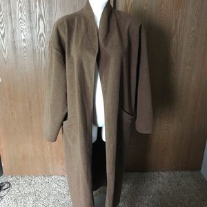 Eileen Fisher Shawl Collar Open Front Wool Coat